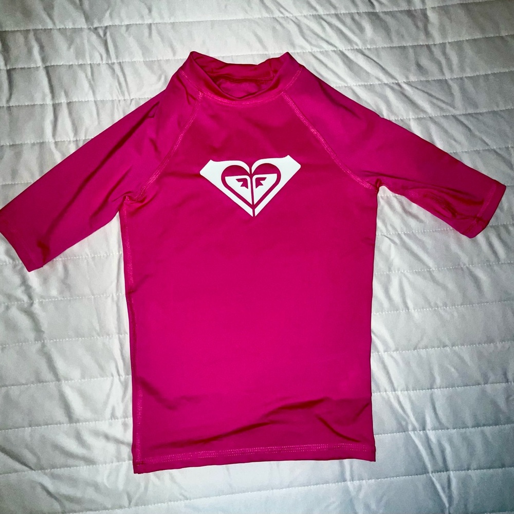 Roxy Girls Whole Hearted 3/4 Sleeve Rashguard Hot Pink - Like New!